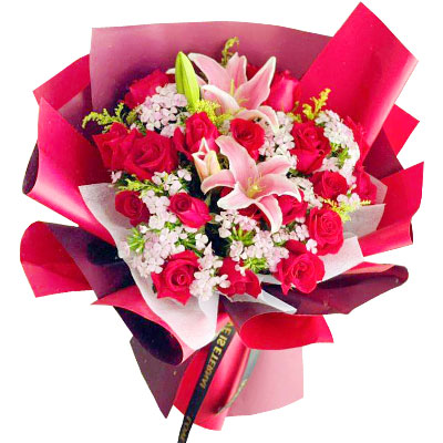 清远18朵红玫瑰百合，永远牵手到老